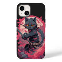 Cute Fire Stänk Black Ninja Cat Warrior