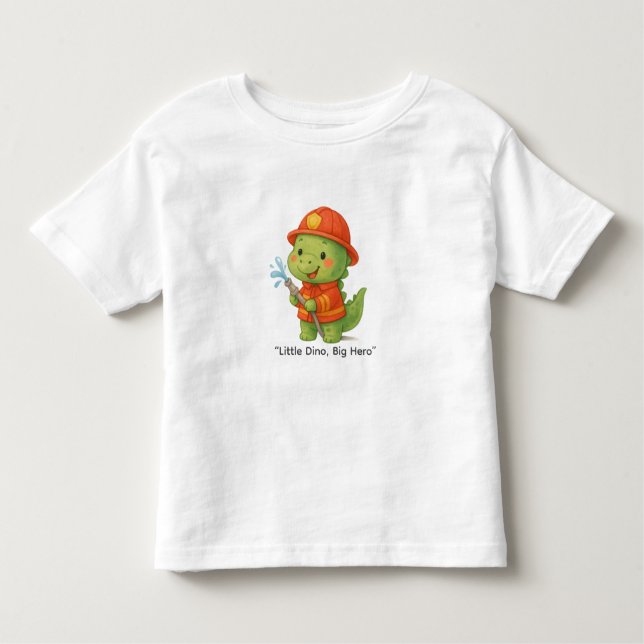 Cute Firefighter Dinosaur – Dino Jobs T Shirt (Framsida)