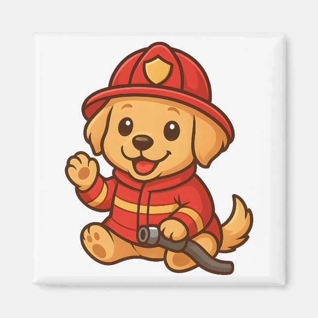 Cute Firefighter Golden Retriever Magnet-köket Magnet (Framsidan)