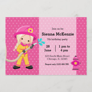 Cute Firefighter party Inbjudningar
