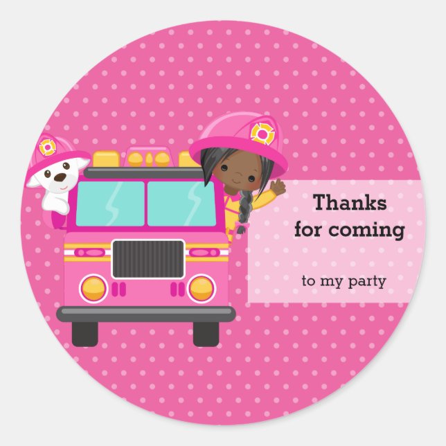 Cute Firefighter Runt Klistermärke (Framsida)