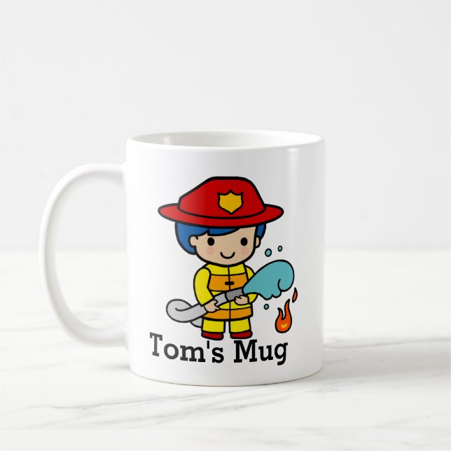 Cute Firefighter släcker eld Kaffemugg (Vänster)