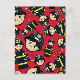 Cute Firefighter-vykort Vykort