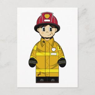 Cute Firefighter-vykort Vykort
