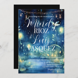 Cute Fireflies String Ljus bröllopsinbjudan Inbjudningar