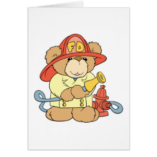 Cute Fireman Firefighter Bear Hälsningskort