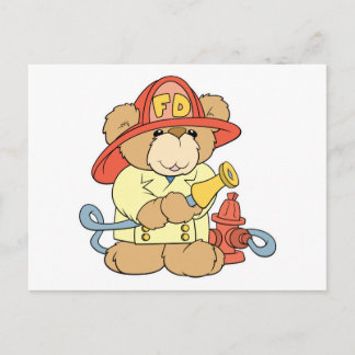 Cute Fireman Firefighter Bear Vykort