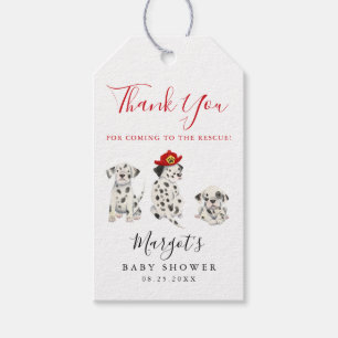 Cute Fireman Puppy Baby Shower Presentetikett