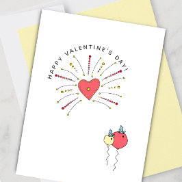 Cute Fireworks Valentine Helgdag Card Julkort