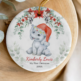 Cute First baby jul baby elephant Girl Ceram Julgransprydnad Keramik