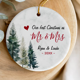 Cute first Christmas as Mr and Mrs  Julgransprydnad Keramik