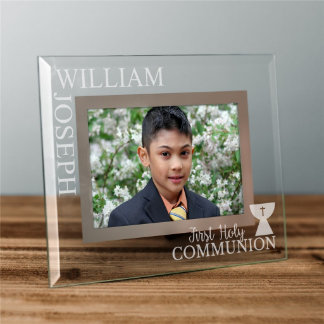 Cute First Communion Engraved Glass Bild Ram