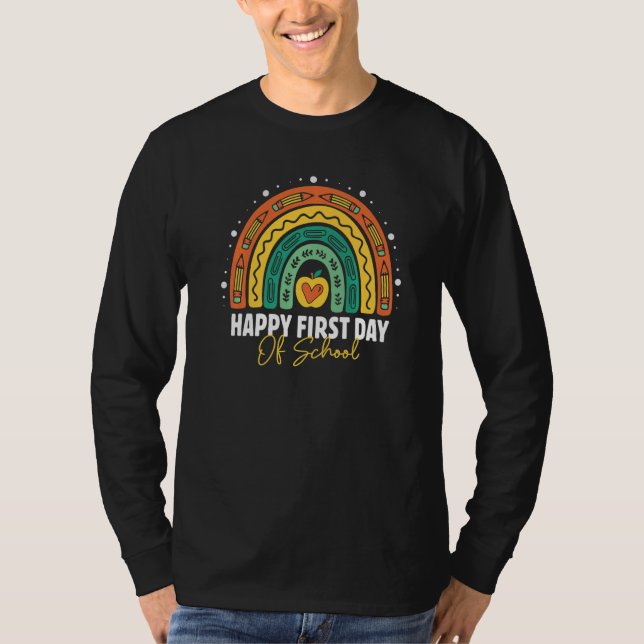 Cute First Day of School Student Lacher Rainbow L T Shirt (Framsida)