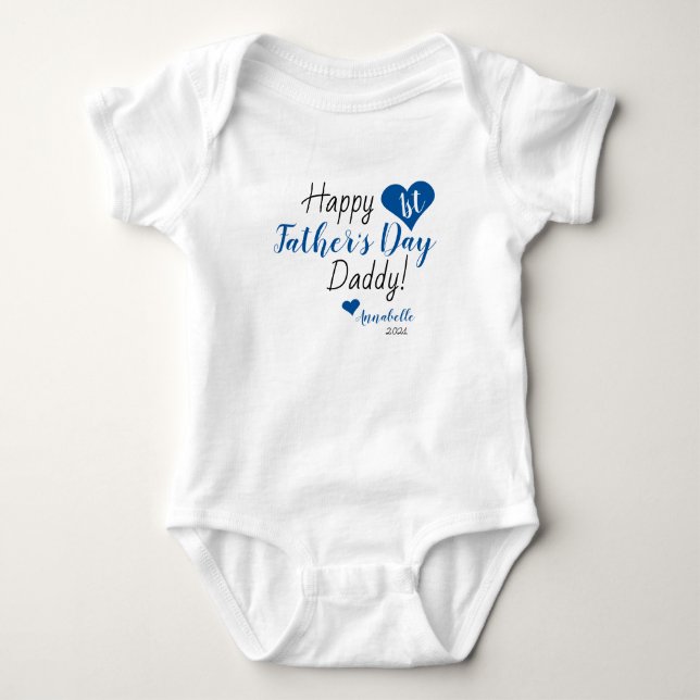Cute First Fars dag Gift Blue Flicka Boy T Shirt (Framsida)