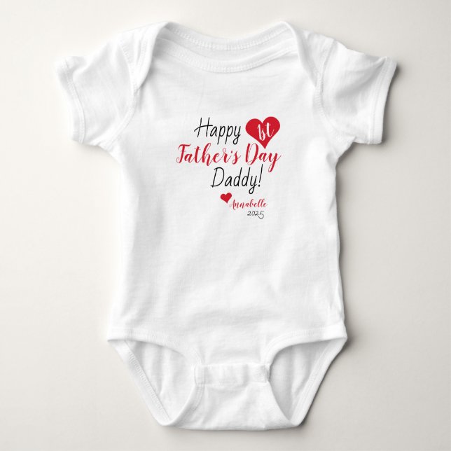 Cute First Fars dag Gift Red Flicka Boy T Shirt (Framsida)