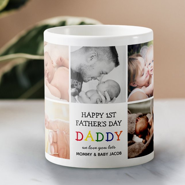 Cute First Fars dag pappa | Fotokollage Kaffemugg (Skapare uppladdad)