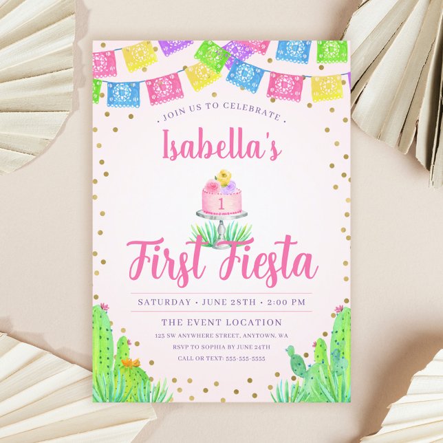 Cute First Fiesta Girl 1:a födelsedagen Inbjudningar (Skapare uppladdad)