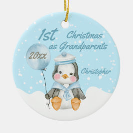 Cute First jul Baby Penguin Grandföräldrar Julgransprydnad Keramik
