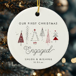 Cute First jul Engine Whimsical Träd Julgransprydnad Keramik<br><div class="desc">Fira din första jul med den här söta prydnaden! Med vismiskt träd på keramiskt bas ger det dig charm och glädje till din helgdag-dekoration. Anpassa med anpassningsbar för den extra-speciella beröringen</div>