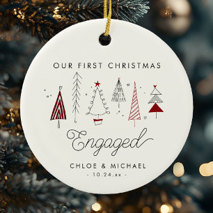 Cute First jul Engine Whimsical Träd Julgransprydnad Keramik