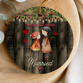 Cute First jul, gift sött par Julgransprydnad Keramik