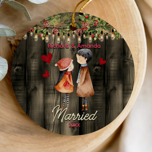 Cute First jul, gift sött par Julgransprydnad Keramik