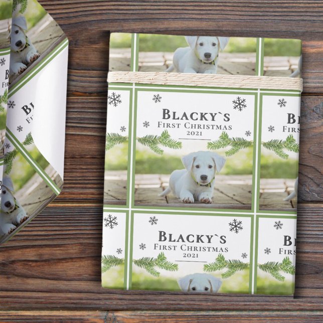 Cute First jul Gräs Puppy Hund Pet Photo Presentpapper (Skapare uppladdad)