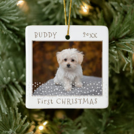 Cute First jul Hund Pet Photo Stars Julgransprydnad Keramik