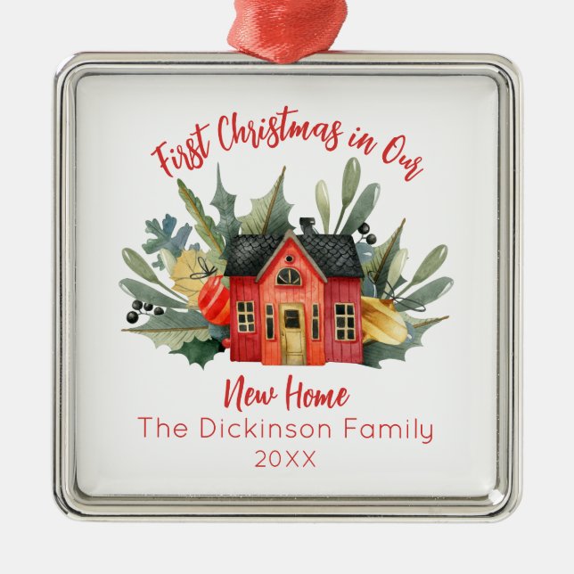 Cute First jul New Home Metall Ornamet Julgransprydnad Metall (Framsidan)