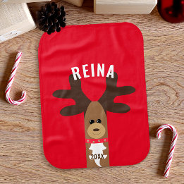 Cute First jul Reindeer Girl Red Helgdag Bebistrasa