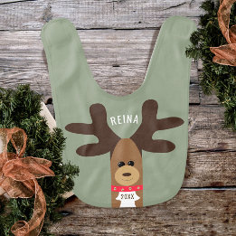 Cute First jul Reindeer Helgdag Baby Bib Hakklapp