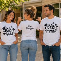 Cute First Klass Squad med lärarens Namn på baksid