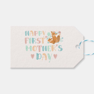 Cute First Mors dag Boho Typography Presentetikett
