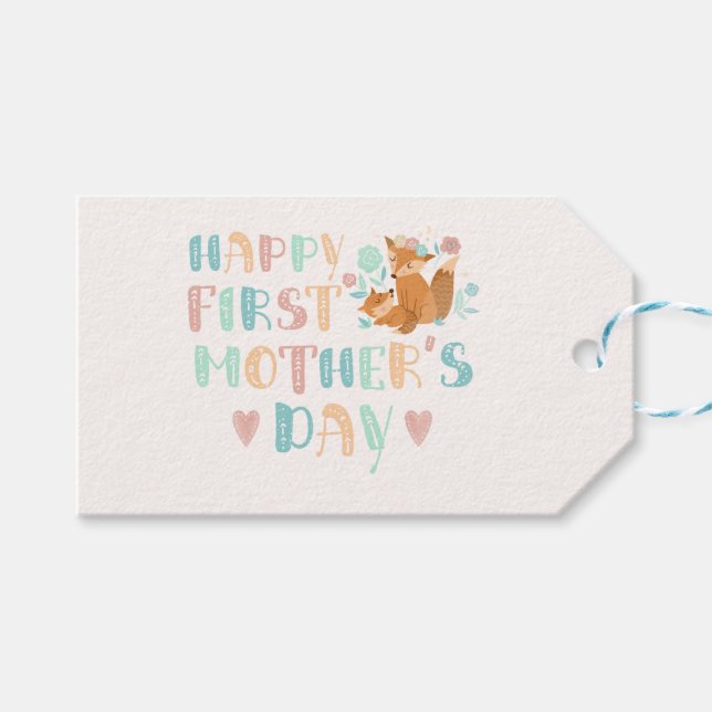 Cute First Mors dag Boho Typography Presentetikett (Framsidan (Horisontell))