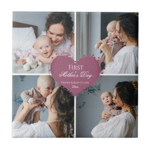 Cute First Mors dag Gift   Fotokollage Kakelplatta