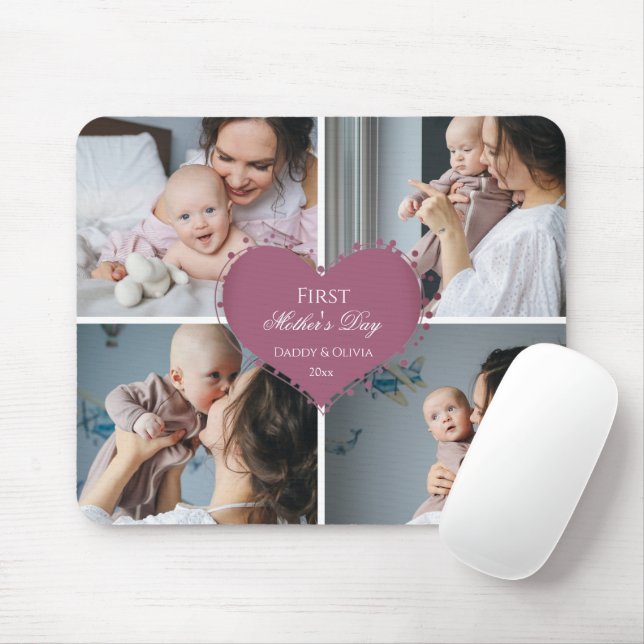 Cute First Mors dag Gift | Fotokollage Musmatta (Med mus)