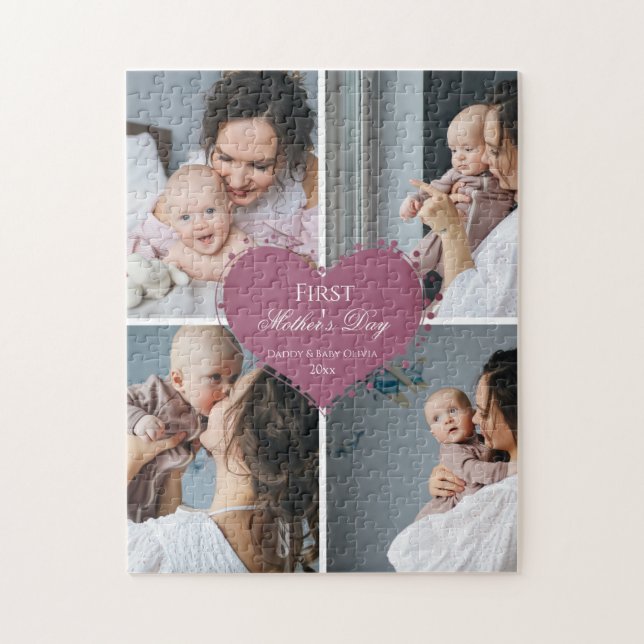 Cute First Mors dag Gift | Fotokollage Pussel (Vertikal)