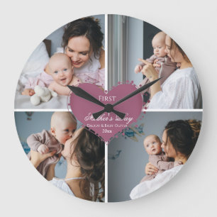 Cute First Mors dag Gift Fotokollage Stor Klocka