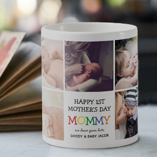 Cute First Mors dag Mamma Fotokollage Kaffemugg