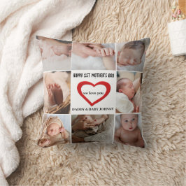Cute First Mors dag Mamma | Fotokollage Kudde