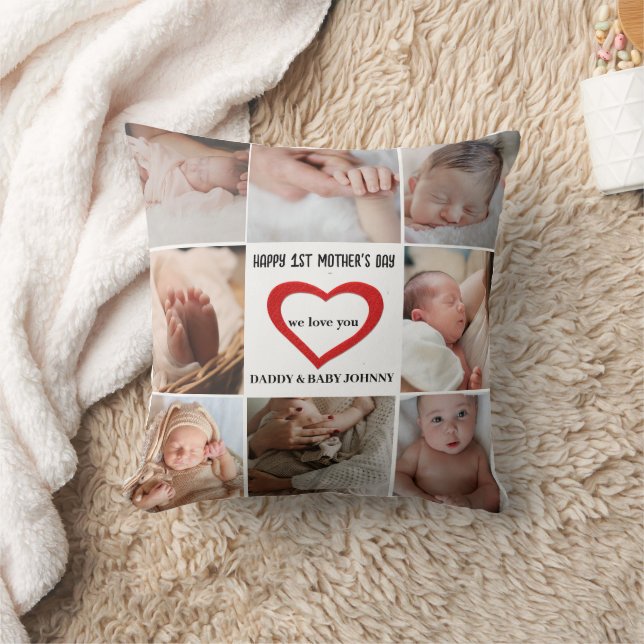 Cute First Mors dag Mamma | Fotokollage Kudde (Filt)