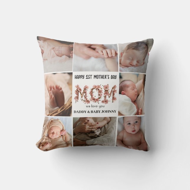 Cute First Mors dag Mamma | Fotokollage Kudde (Framsida)