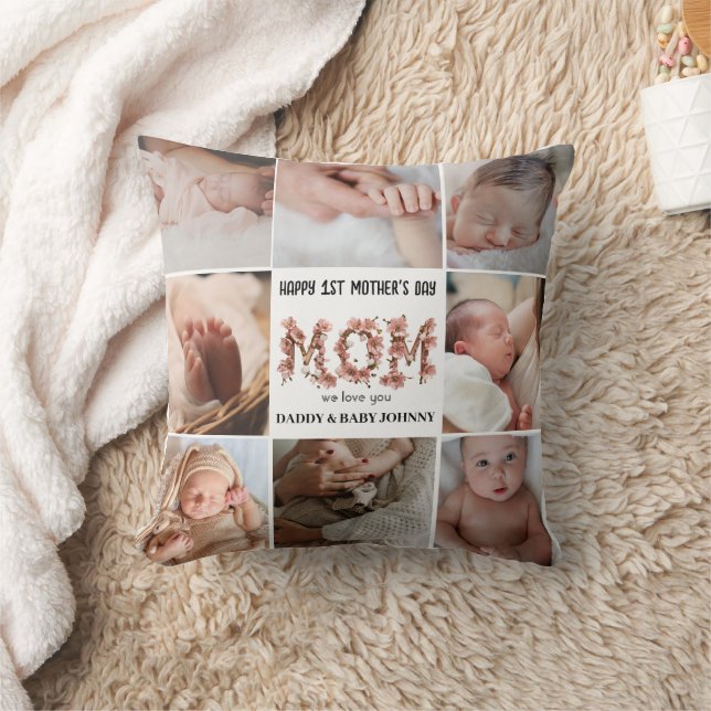 Cute First Mors dag Mamma | Fotokollage Kudde (Filt)