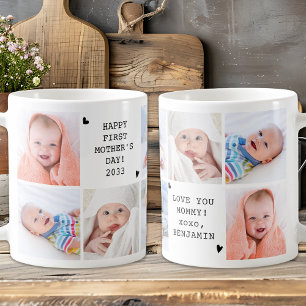 Cute First Mors dag Personlig Photo Collage Kaffemugg
