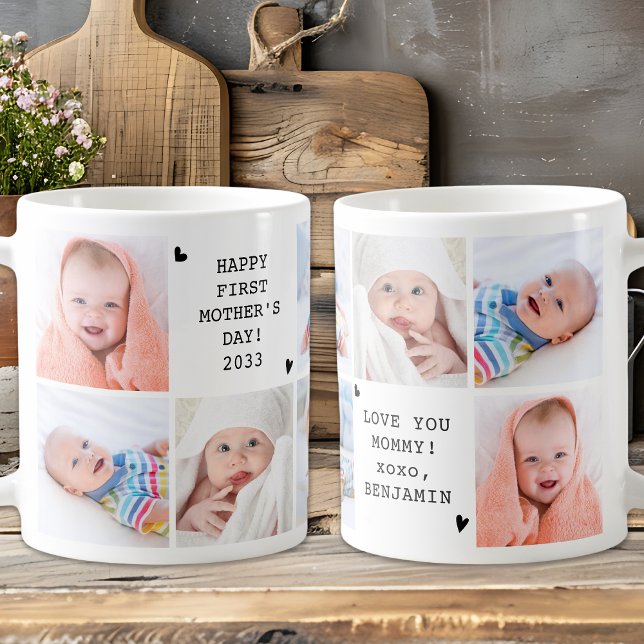 Cute First Mors dag Personlig Photo Collage Kaffemugg (Skapare uppladdad)