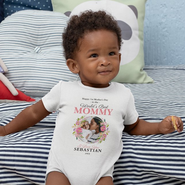 Cute First Mors dag Photo Baby Bodykostym T Shirt (Skapare uppladdad)