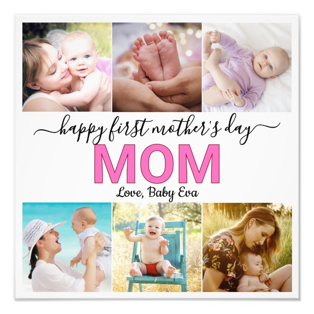 Cute First Mors dag Photo Collage Keepsak Fototryck (Framsidan)