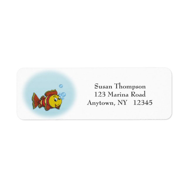 Cute Fish Address-adressetikett Returadress Etikett (Framsidan)