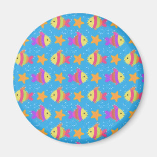 Cute Fish and Starfish Mönster Magnet