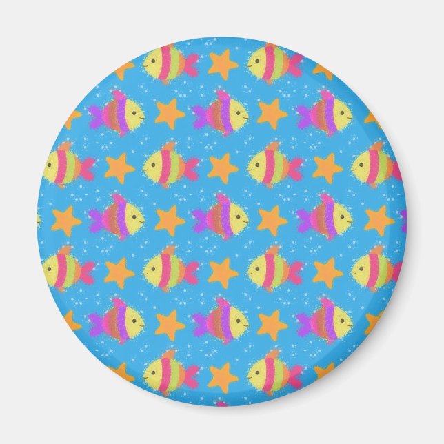Cute Fish and Starfish Mönster Magnet (Framsidan)